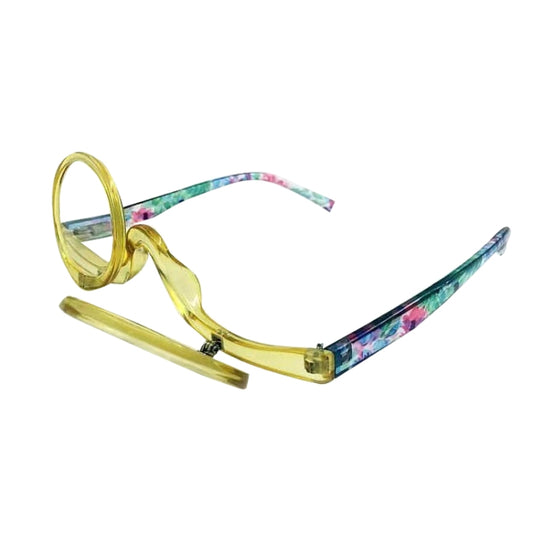 Makeup Magnifying Glass Presbyopic Glasses Flip Swivel Reading Glasses, Degree: +100(Yellow Frame) - Presbyopic Glasses by PMC Jewellery | Online Shopping South Africa | PMC Jewellery