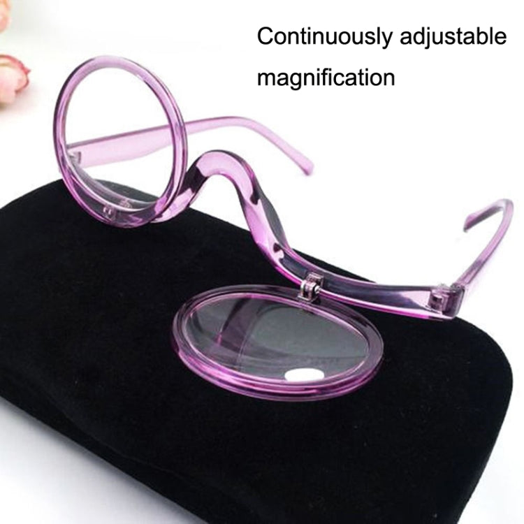 Makeup Magnifying Glass Presbyopic Glasses Flip Swivel Reading Glasses, Degree: +100(Violet Pink) - Presbyopic Glasses by PMC Jewellery | Online Shopping South Africa | PMC Jewellery