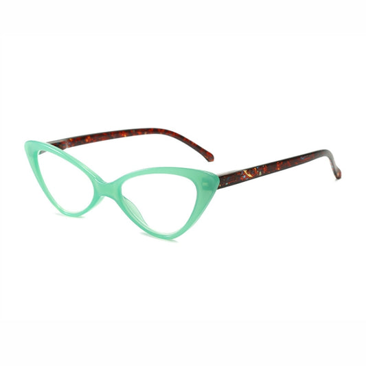 Street Stall Triangular Cat Eye Presbyopic Glasses, Degree: +300(Light Green) - Presbyopic Glasses by PMC Jewellery | Online Shopping South Africa | PMC Jewellery