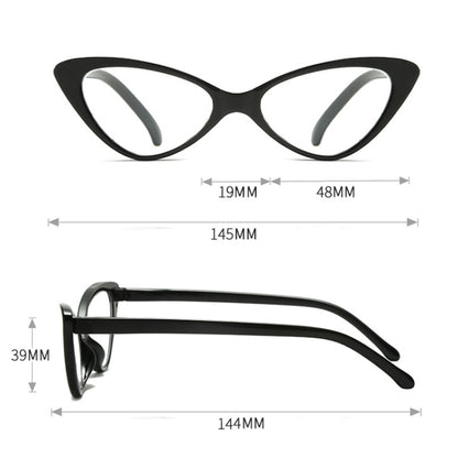 Street Stall Triangular Cat Eye Presbyopic Glasses, Degree: +200(Black) - Presbyopic Glasses by PMC Jewellery | Online Shopping South Africa | PMC Jewellery