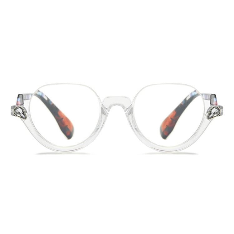 Diamond Studded Cat Eye Presbyopic Glasses Half-frame Fish-filament Glasses Unisex, Degree: +400(Transparent Flower Feet) - Presbyopic Glasses by PMC Jewellery | Online Shopping South Africa | PMC Jewellery