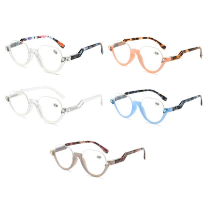 Diamond Studded Cat Eye Presbyopic Glasses Half-frame Fish-filament Glasses Unisex, Degree: +350(Light Blue) - Presbyopic Glasses by PMC Jewellery | Online Shopping South Africa | PMC Jewellery
