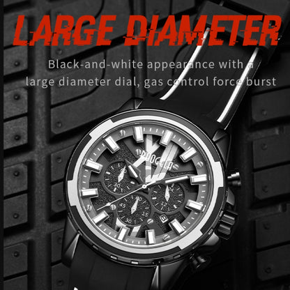 BAOGELA 22602 Sports Watch Luminous Waterproof Multi-function Chronograph Large Dial Men Watch(Black Shell White Surface) - Sport Watches by BAOGELA | Online Shopping South Africa | PMC Jewellery