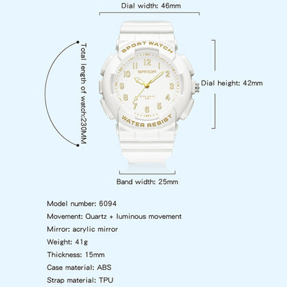 SANDA Small Fresh Digital All-match Waterproof Luminous Student Watch(White) - LED Digital Watches by SANDA | Online Shopping South Africa | PMC Jewellery