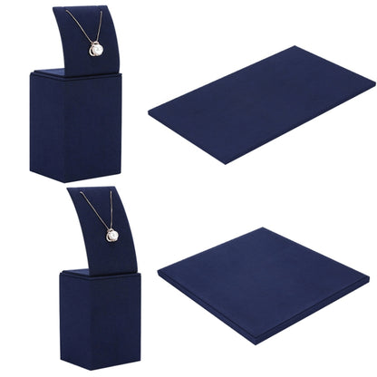 7x6x21cm Necklace Display Stand Jewelry Display Props Blue Microfiber Window Necklace Earring Ring Stand - Jewelry Storages by PMC Jewellery | Online Shopping South Africa | PMC Jewellery