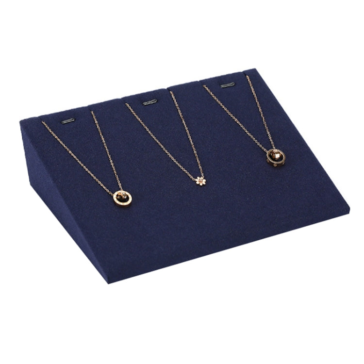 20x14x5.5cm 3-bit Necklace Holder Jewelry Display Props Blue Microfiber Window Necklace Earring Ring Stand - Jewelry Storages by PMC Jewellery | Online Shopping South Africa | PMC Jewellery