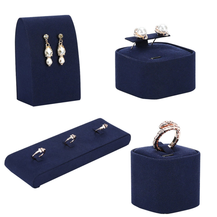 4.5x4.5x4cm Rectangular Ring Holder Jewelry Display Props Blue Microfiber Window Necklace Earring Ring Stand - Jewelry Storages by PMC Jewellery | Online Shopping South Africa | PMC Jewellery