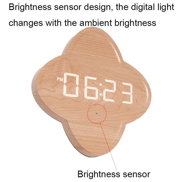 G236 LED Digital Display Flower Shape Living Room Wall Clock(Wood Grain) - free shipping - PMC TechLife - Order now!