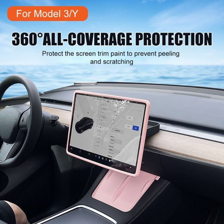 For Tesla Model3/Y Screen Bumper Protective Cover Silicone Frame(White) - Car Interior Mouldings by PMC TechLife | Online Shopping South Africa | PMC TechLife