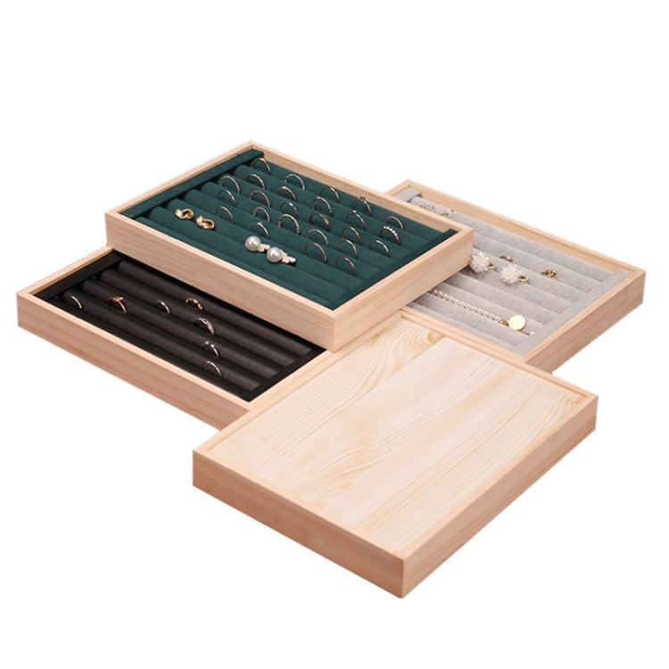 Solid Wooden Velvet Jewelry Display Tray Ring Earring Bracelet Storage And Organization Box, Specification: Medium White Leather - Jewelry Storages by PMC Jewellery | Online Shopping South Africa | PMC Jewellery