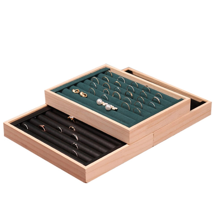 Solid Wooden Velvet Jewelry Display Tray Ring Earring Bracelet Storage And Organization Box, Specification: Medium Ice Flower Velvet - Jewelry Storages by PMC Jewellery | Online Shopping South Africa | PMC Jewellery