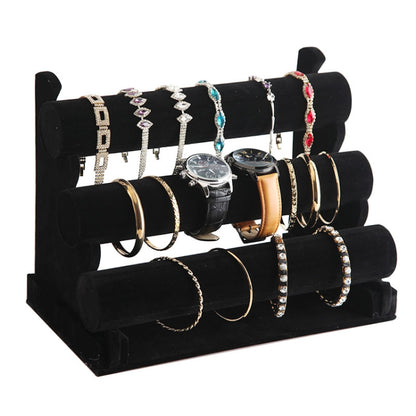 Detachable Velvet Bangle Bracelet Stand Watch Jewelry Display Rack, Style: Three Layer Black Velvet - Jewelry Storages by PMC Jewellery | Online Shopping South Africa | PMC Jewellery