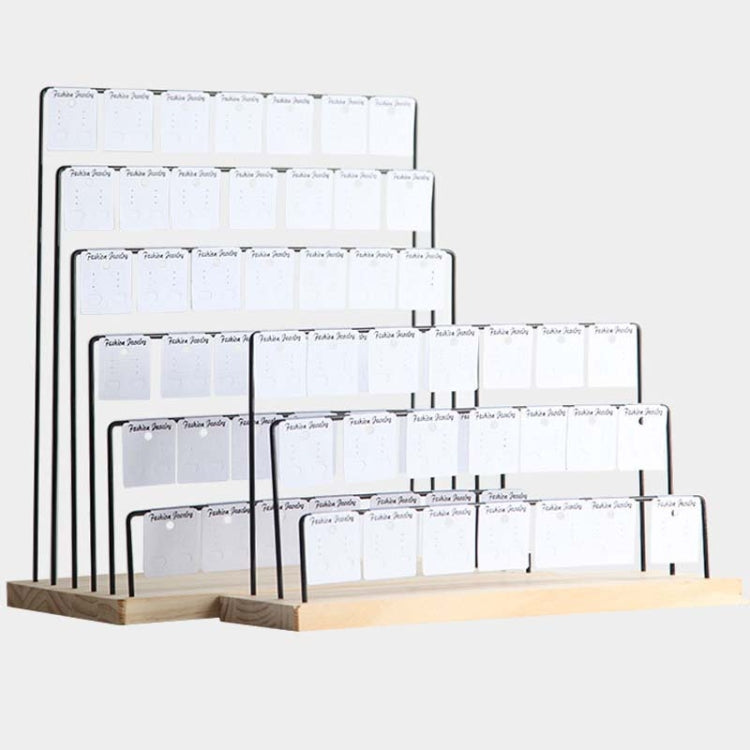 Wooden Base Iron Multi-Layer Earrings Storage Display Rack Can Hang Jewelry Display Shelf, Style: 4 Layers (White) - Jewelry Storages by PMC Jewellery | Online Shopping South Africa | PMC Jewellery