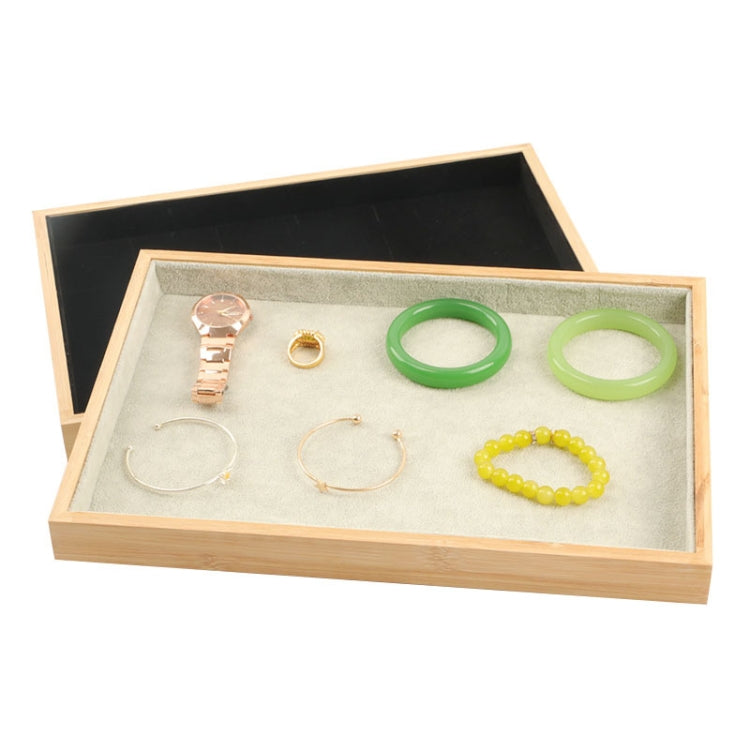 Bamboo Wood Velvet Multi-Functional Jewelry Display Tray Jewelry Storage Box Empty Tray, Style: Velvet (Ice Flowers) - Jewelry Storages by PMC Jewellery | Online Shopping South Africa | PMC Jewellery