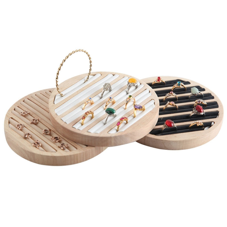 Solid Wooden Round Ring Jewelry Display Board Jewelry Bracelet Storage Tray, Style: Velvet ( Beige ) - Jewelry Storages by PMC Jewellery | Online Shopping South Africa | PMC Jewellery