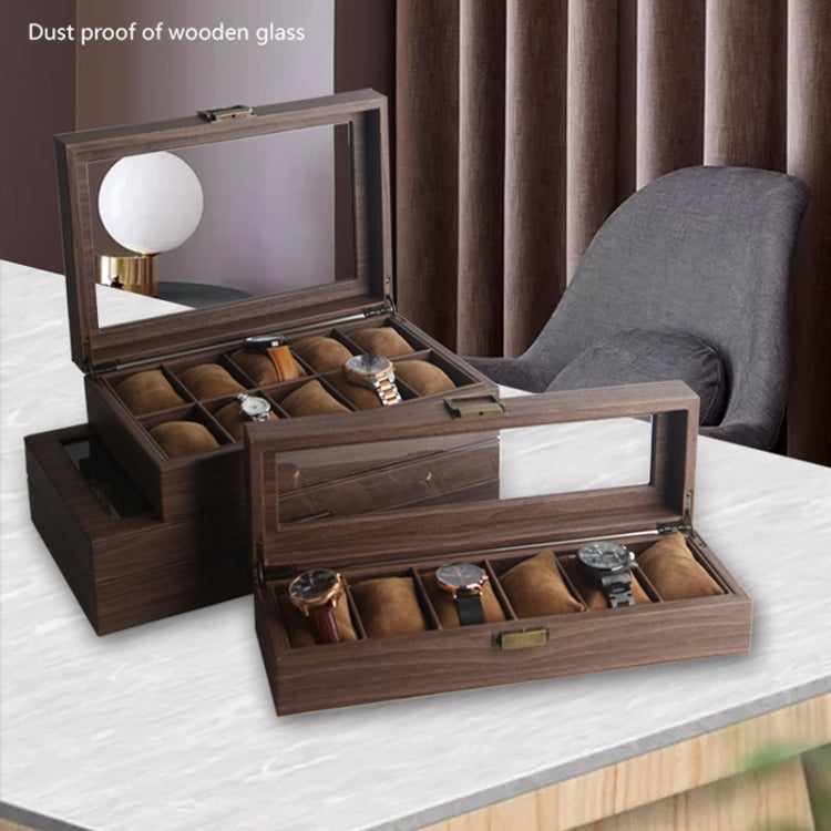 Wood Grain Leather Watch Display Box Watch Storage Case Jewelry Box, Style: 6 Digit Square - Watch Storages by PMC Jewellery | Online Shopping South Africa | PMC Jewellery