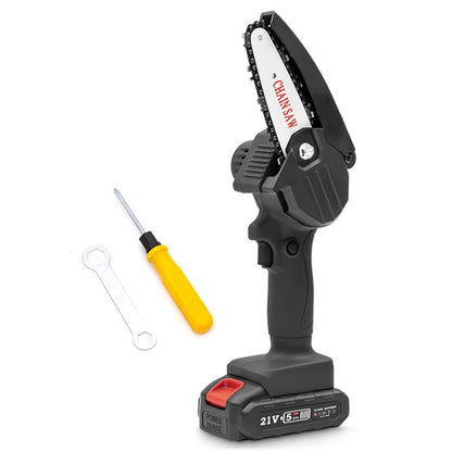 HILDA Rechargeable Cordless Mini Electrical Chain Saw Logging Tools Plastic Package, Model: EU Plug With 1 Battery Black - Electric Saws & Accessories by HILDA | Online Shopping South Africa | PMC Jewellery | Buy Now Pay Later Mobicred