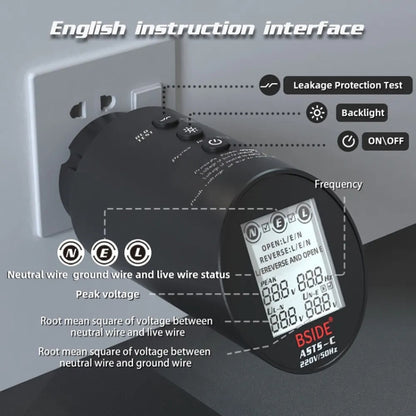 BSIDE ASTS Circuit Analyzer Plug Power Tester EU Plug - Current & Voltage Tester by BSIDE | Online Shopping South Africa | PMC Jewellery | Buy Now Pay Later Mobicred