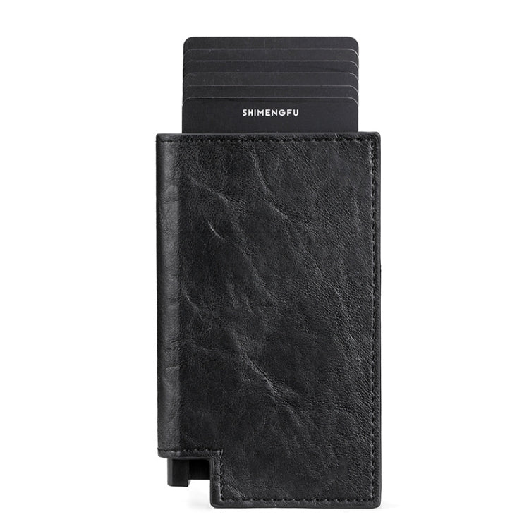 Pop-up Leather Metal Card Holder RFID Bifold Wallet(Black) - free shipping - PMC TechLife - Order now!