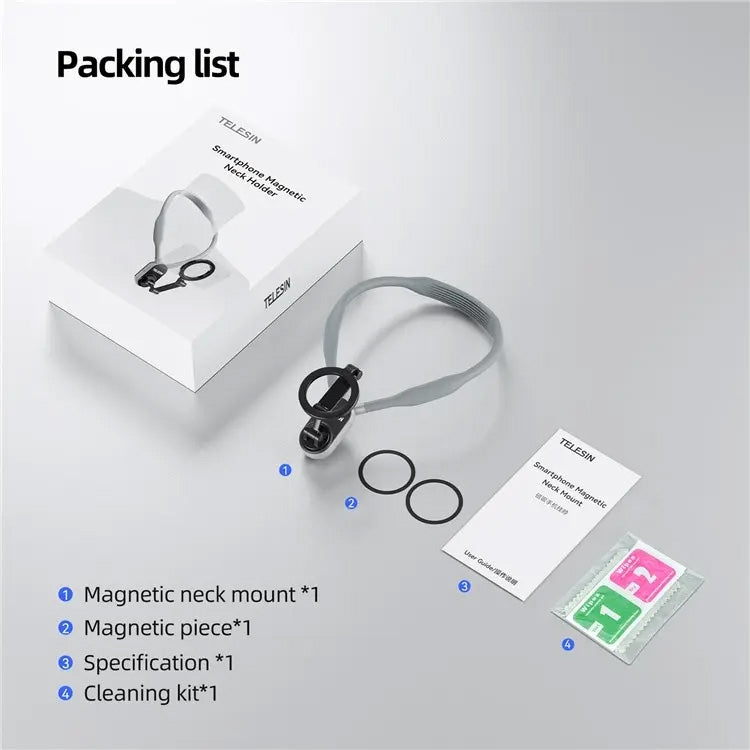 TELESIN Silicone Neck Mount Magnetic Selfie Stick Phone Neck Holder(Gray) - free shipping - PMC TechLife - Order now!