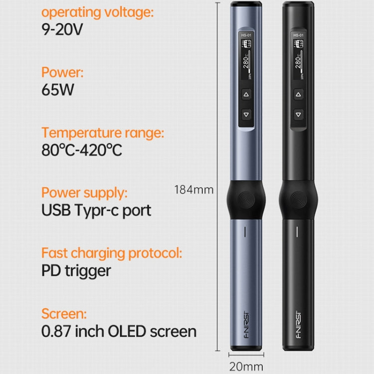 FNIRSI 9pcs/ Set Mini Soldering Station Digital Display Constant Temperature Smart Soldering Iron, Color: Black BC2 with Power Supply - Electric Soldering Iron by FNIRSI | Online Shopping South Africa | PMC Jewellery | Buy Now Pay Later Mobicred