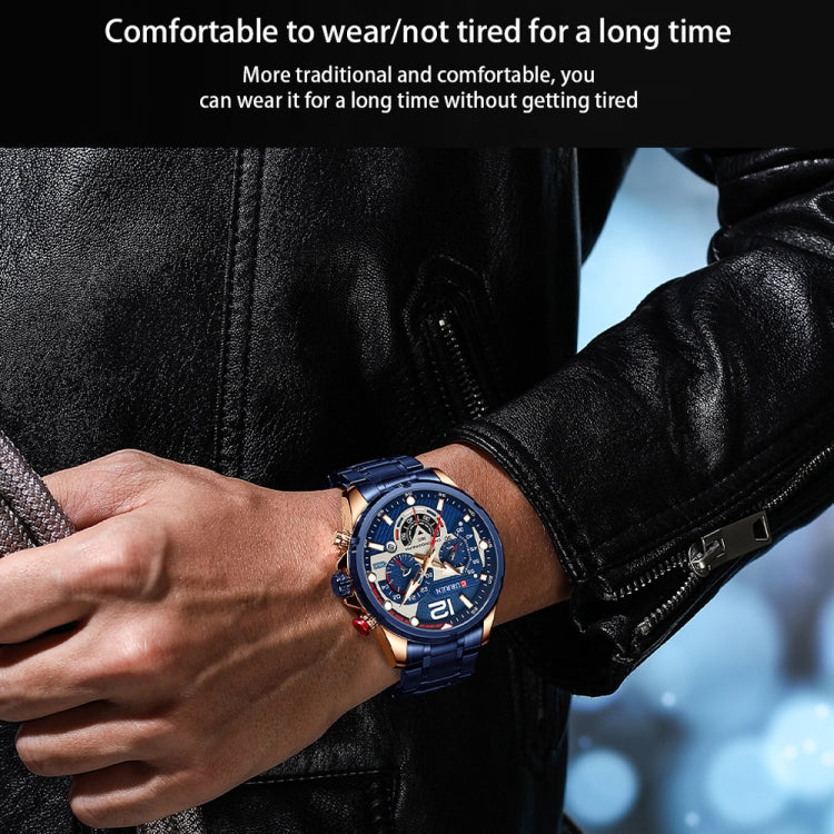 Curren 8395 Calendar Six-Hand Steel Strap Men Quartz Watch, Color: Black Shell Black - Metal Strap Watches by Curren | Online Shopping South Africa | PMC Jewellery | Buy Now Pay Later Mobicred