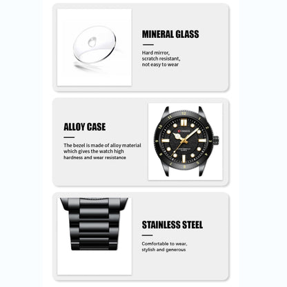 Curren 8450 Business Sports Steel Strap Men Quartz Watch, Color: Black Shell Black - Alloy Watches by Curren | Online Shopping South Africa | PMC Jewellery | Buy Now Pay Later Mobicred