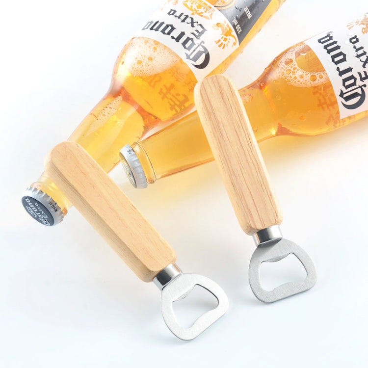 2 PCS Stainless Steel Beer Bottle Opener with Rubber Wood Handle Creative Gift Soda Bottle Driver - free shipping - PMC TechLife - Order now!