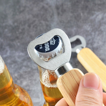 2 PCS Stainless Steel Beer Bottle Opener with Rubber Wood Handle Creative Gift Soda Bottle Driver - Openers by PMC Jewellery | Online Shopping South Africa | PMC Jewellery