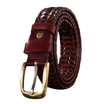 Wide Edition Hand Woven Lacquered Genuine Leather Waistband for Men, Belt Length:100cm(Wine Red) - Belts by PMC Jewellery | Online Shopping South Africa | PMC Jewellery