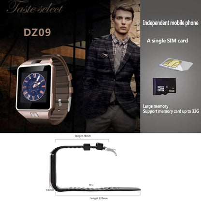 DZ09 1.56 inch Screen Bluetooth 3.0 Android 4.1 OS Above Smart Watch Phone with Bluetooth Call & Call Reminder & Sleep Monitor & Pedometer & Sedentary Reminder & Calendar & SMS & Audio and Video Player & Anti-loss Function(Gold) - Smart Watches by PMC Jewellery | Online Shopping South Africa | PMC Jewellery | Buy Now Pay Later Mobicred