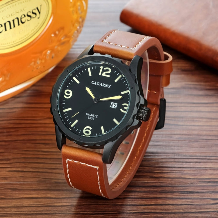 CAGARNY 6856 Fashion Quartz Movement Wrist Watch with Leather Band (Black) - Leather Strap Watches by CAGARNY | Online Shopping South Africa | PMC Jewellery | Buy Now Pay Later Mobicred