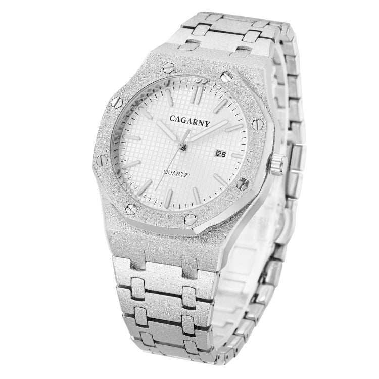 CAGARNY 6885 Octagonal Dial Quartz Dual Movement Watch Men Stainless Steel Strap Watch(Silver Shell White Dial) - Metal Strap Watches by CAGARNY | Online Shopping South Africa | PMC Jewellery | Buy Now Pay Later Mobicred