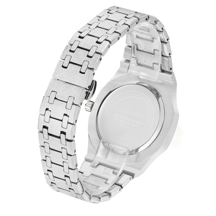 CAGARNY 6885 Octagonal Dial Quartz Dual Movement Watch Men Stainless Steel Strap Watch(Silver Shell White Dial) - Metal Strap Watches by CAGARNY | Online Shopping South Africa | PMC Jewellery | Buy Now Pay Later Mobicred