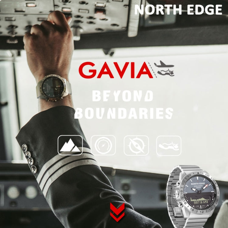 North Edge GAVIA Men Outdoor Sport 50m Waterproof Smart Digital Watch Diving Watch, Support Barometer & Pedometer(Silver) - Sport Watches by NORTH EDGE | Online Shopping South Africa | PMC Jewellery | Buy Now Pay Later Mobicred