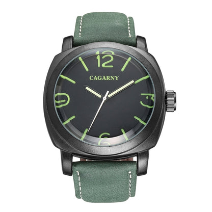 CAGARNY 6833 Fashionable Concise Three Needles Quartz Wrist Watch with Leather Band & 24-hour Indication & Calendar Function for Couples(Green Scale) - Leather Strap Watches by CAGARNY | Online Shopping South Africa | PMC Jewellery | Buy Now Pay Later Mobicred