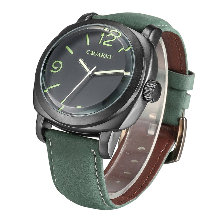 CAGARNY 6833 Fashionable Concise Three Needles Quartz Wrist Watch with Leather Band & 24-hour Indication & Calendar Function for Couples(Green Scale) - Leather Strap Watches by CAGARNY | Online Shopping South Africa | PMC Jewellery | Buy Now Pay Later Mobicred