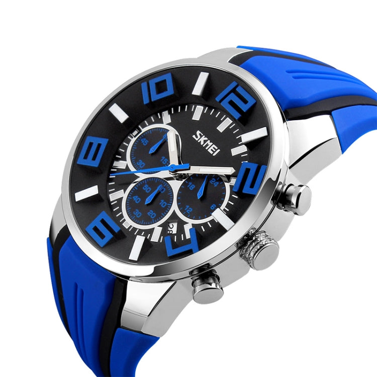 SKMEI 9128 Fashion Multifunctional 3D Large Dial Sports Wristwatch 30m Waterproof Quartz Watch(Blue) - Sport Watches by SKMEI | Online Shopping South Africa | PMC Jewellery | Buy Now Pay Later Mobicred