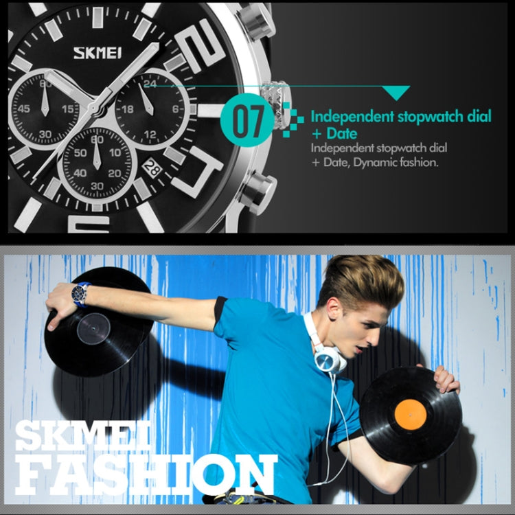 SKMEI 9128 Fashion Multifunctional 3D Large Dial Sports Wristwatch 30m Waterproof Quartz Watch(Blue) - Sport Watches by SKMEI | Online Shopping South Africa | PMC Jewellery | Buy Now Pay Later Mobicred