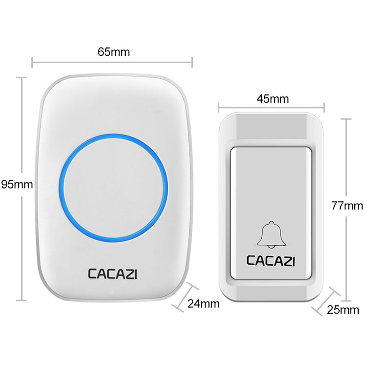 CACAZI A10G One Button Three Receivers Self-Powered Wireless Home Cordless Bell, EU Plug(White) - Wireless Doorbell by CACAZI | Online Shopping South Africa | PMC Jewellery