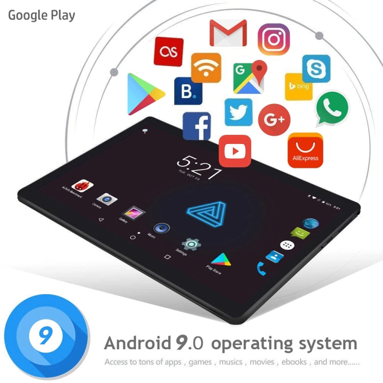 BDF K107 3G Phone Call Tablet PC, 10 inch, 2GB+32GB, Android 9.0, MTK8321 Octa Core, Support Dual SIM & Bluetooth & WiFi & GPS, EU Plug(Black) - BDF by BDF | Online Shopping South Africa | PMC Jewellery