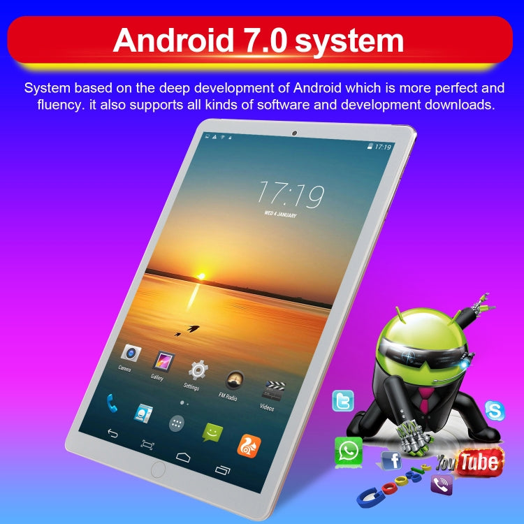 P20 3G Phone Call Tablet PC, 10.1 inch, 2GB+16GB, Android 7.0 MTK6735 Quad Core 1.3GHz, Dual SIM, Support GPS, OTG, WiFi, BT(Silver) - 10.1 inch by PMC Jewellery | Online Shopping South Africa | PMC Jewellery