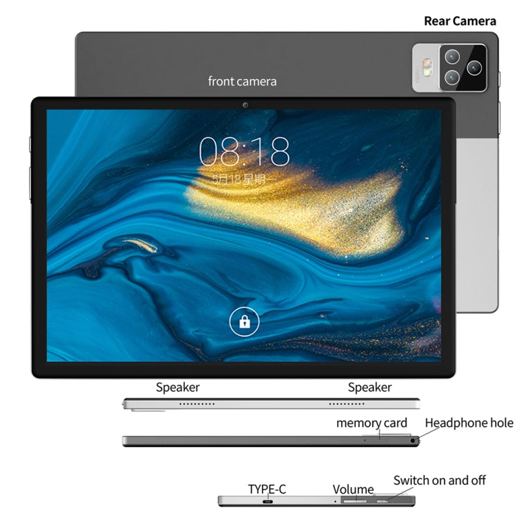 BDF P70 4G LTE Tablet PC, 10.1 inch, 8GB+128GB, Android 12.0 MTK6762 Octa Core, Support Dual SIM & Bluetooth & WiFi, EU Plug(Gold) - free shipping - PMC TechLife - Order now!