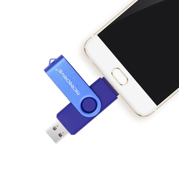 MicroDrive 64GB USB 2.0 Phone and Computer Dual-use Rotary OTG Metal U Disk (Blue) - free shipping - PMC TechLife - Order now!