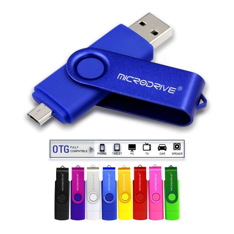 MicroDrive 64GB USB 2.0 Phone and Computer Dual-use Rotary OTG Metal U Disk (Blue) - free shipping - PMC TechLife - Order now!
