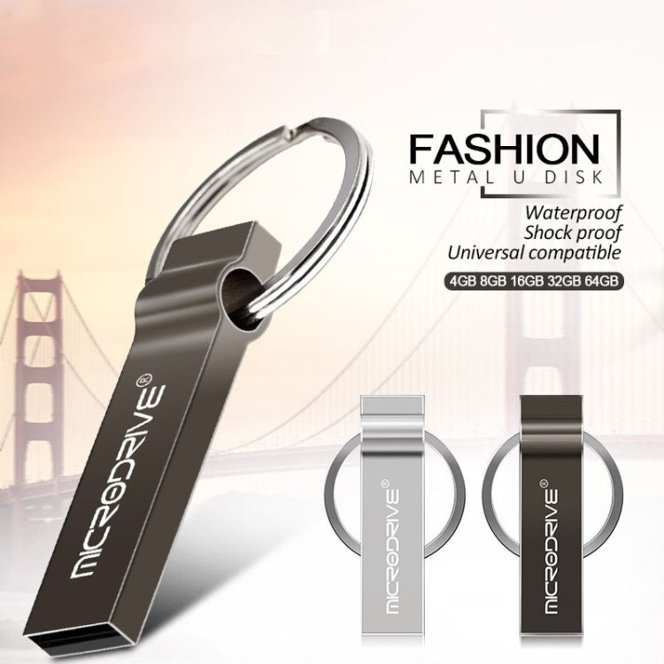 MicroDrive 4GB USB 2.0 Metal Keychain U Disk (Grey) - USB Flash Drives by MicroDrive | Online Shopping South Africa | PMC Jewellery